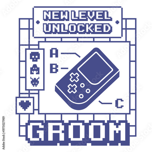 Gamer wedding design with unlocked level theme