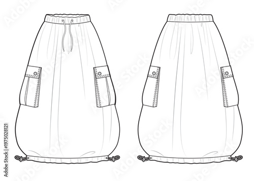 Skirt balloon with pockets fashion illustration