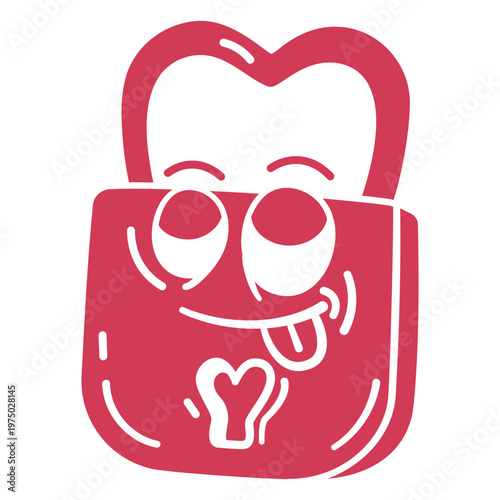 Cartoon red heart lock