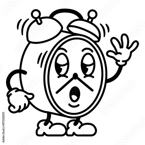 Playful cartoon alarm clock character design