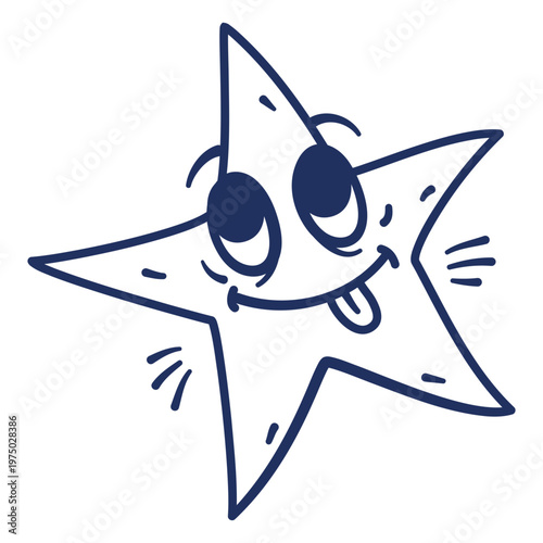 Blue star with a tongue sticking out