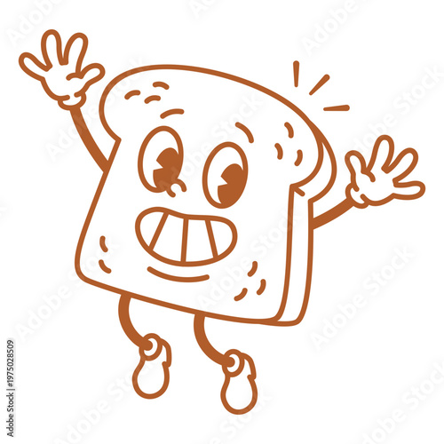 Cartoon image of a piece of toast with arms outstretched