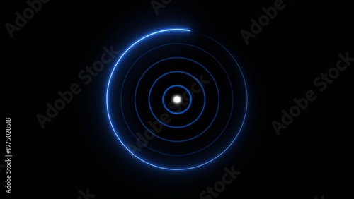 Technology neon light plane radar icon conceptual location searching background 4k illustration.