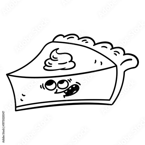 Playful pie illustration with cheerful character
