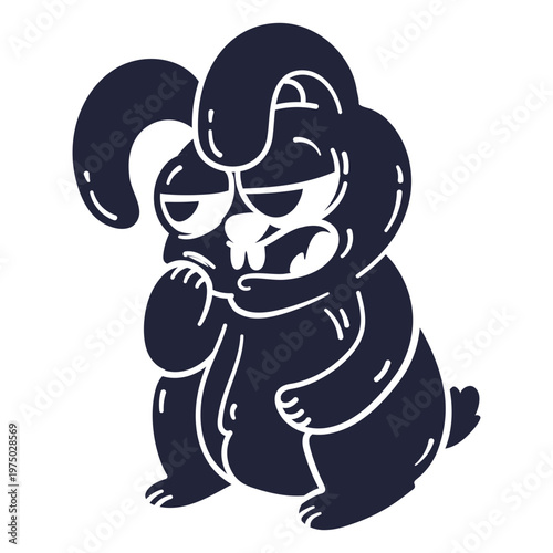 Playful cartoon rabbit design with exaggerated expressions