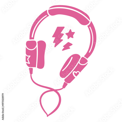 Pink headphones cut out