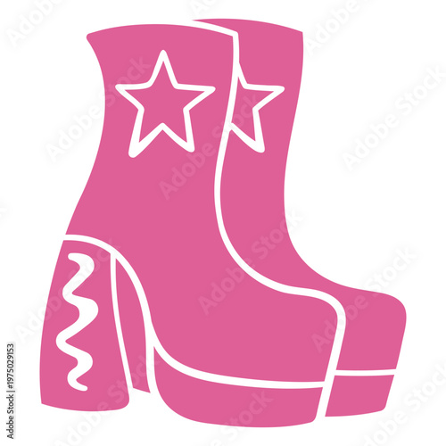 Pair of pink boots with stars on them