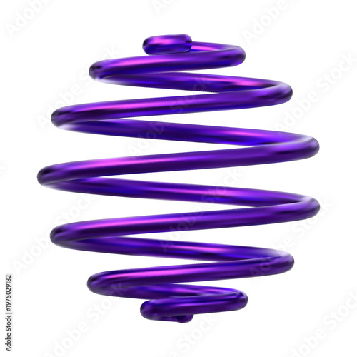 A bright purple metal spring with a rounded shape on an isolated background.