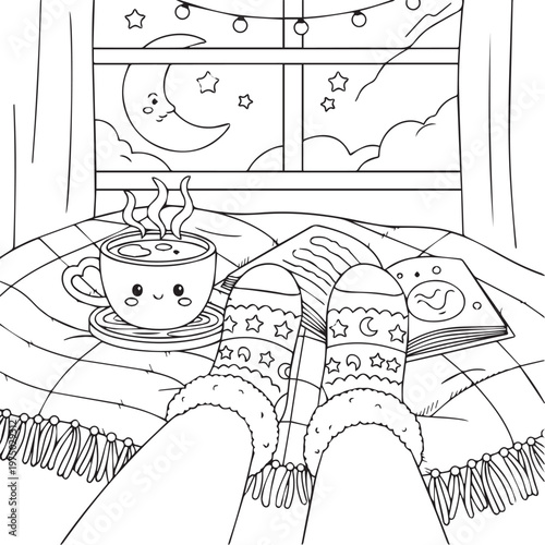 Cozy Nights Cute & Comfy Coloring pages