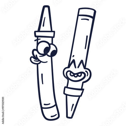 Two cartoon pencils