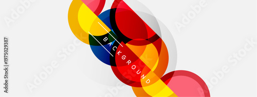 Abstract colorful overlapping circles, lines create dynamic visual effect. Modern design element for backgrounds, presentations.