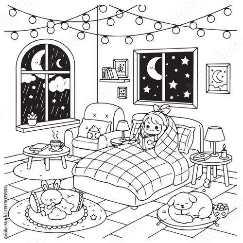 Cozy Nights Cute & Comfy Coloring pages