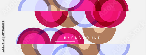 Abstract circles overlap creating colorful background. Soft hues blend, forming modern design element. Minimalist aesthetic.