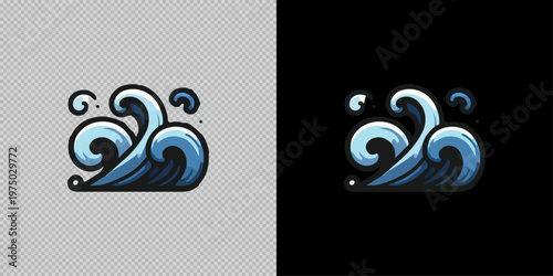 Abstract wave icon in modern style with gradient, decorative elements and smooth curves, isolated on light and dark backgrounds for design use