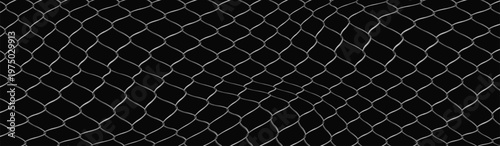 Wire net fence vector realistic background, metal chain link fence mesh wavy pattern, steel lattice enclosure on black