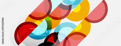 Abstract colorful overlapping circles create dynamic background. Modern design features bright hues, simple shapes, clean aesthetic.