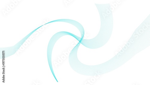 Abstract blue color wave curve lines on white background 4k illustration.