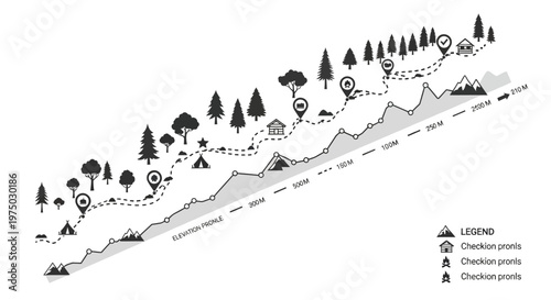 Фотография Hiking trail map with symbols.