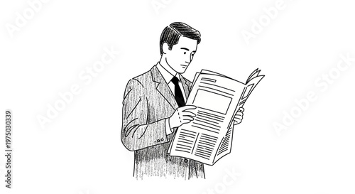 Businessman reading newspaper