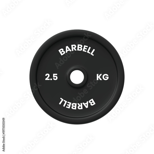 Barbell or dumbbell weight plate 2,5 kilograms realistic 3D vector icon, gym weight lifting workout sport equipment