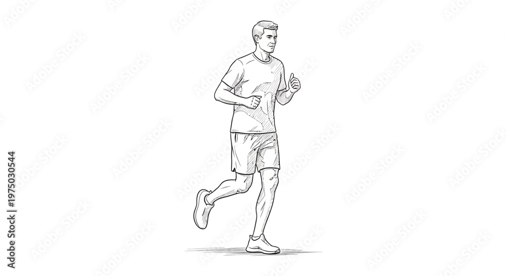 Obraz premium Man running, athletic build, outdoor fitness, healthy lifestyle, exercise, motion