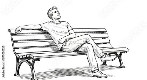 Man relaxing on a park bench, enjoying the outdoors