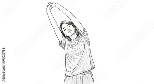 Woman stretching arms overhead, side bend, healthy lifestyle, fitness, yoga pose