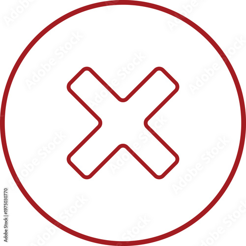 A simple red circle containing a white x symbol indicating denial or cancellation