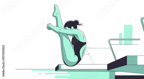 Graceful Diver Prepares For A Thrilling Plunge From The Platform