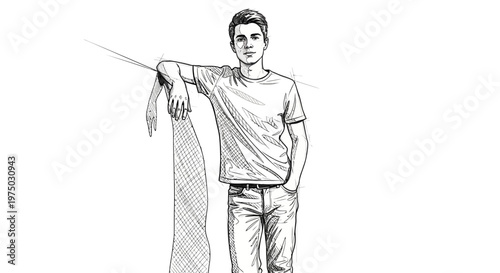 Young man leaning on a wall with a skateboard