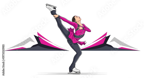 Graceful Figure Skater Executes An Impressive Spiral On The Ice