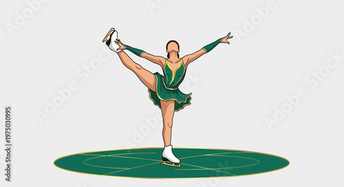 Graceful Figure Skater Executes Elegant Pose on Ice