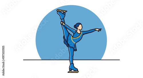 Graceful Figure Skater Performing An Imposing Split Pose Elegantly