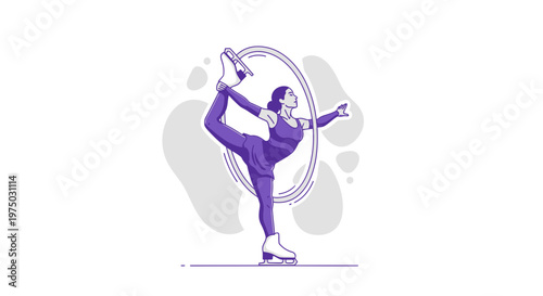 Graceful Figure Skater Performing Artistic Ice Dance Routine Elegant Pose