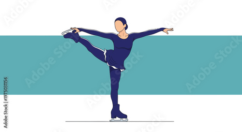 Graceful Figure Skater Performs Elegant Balance Pose On Ice