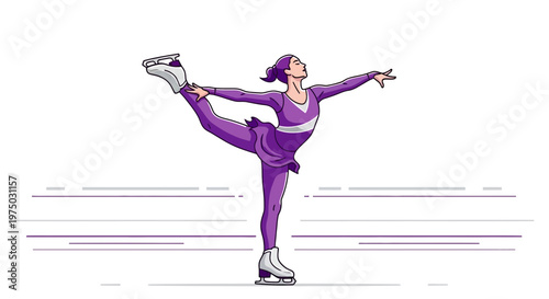 Graceful Figure Skater Performs Elegant Dance on Ice