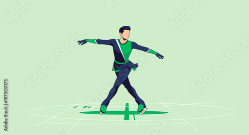 Graceful Figure Skater Performs Elegant Spin On Ice Rink