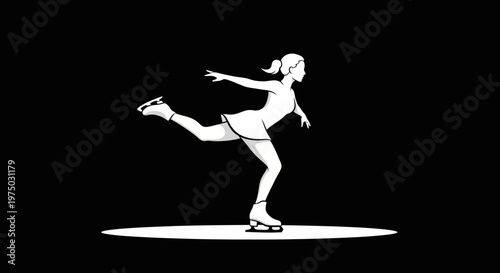 Graceful Figure Skater Silhouette Performing On Ice