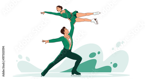 Graceful Figure Skating Duet Performing Aerial Lift