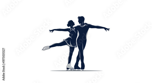 Graceful Ice Skating Duo Performing Together on Ice