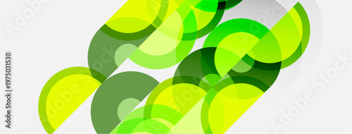 Abstract composition featuring overlapping green circles. Variations in shade create depth, texture, modern aesthetic. Simple, clean design.