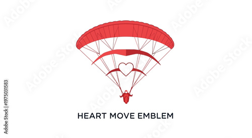 Heart Parachute Adventure Graphic Vector Symbol