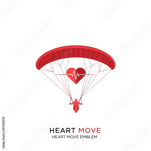 Heartbeat Parachute Adventure Symbolizing Life and Freedom