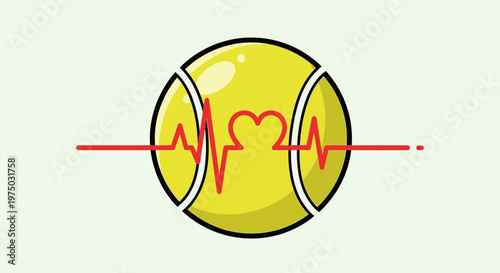 Heartbeat Icon Integrated With Tennis Ball Graphic