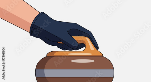 Hand Gripping Curling Stone Ready For Ice Delivery