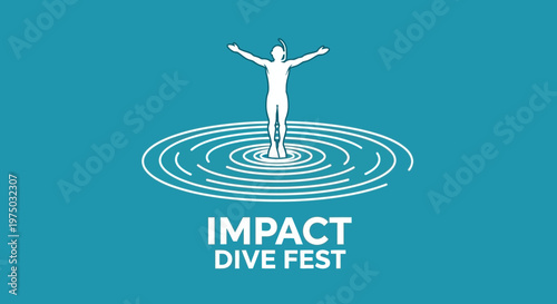 Impact Dive Fest Logo Symbolizing Water Ripples And Scuba Diver