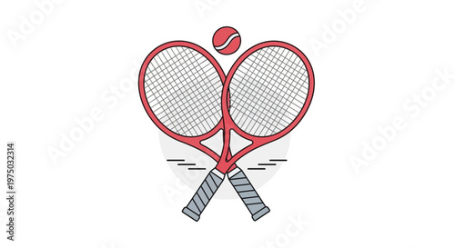 Iconic Tennis Racquets and Ball Illustrative Design Sport Asset
