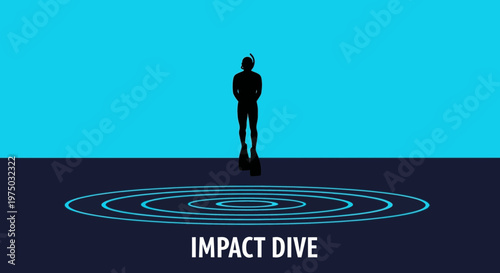 Impact Dive Silhouette With Ripples Under Bright Sky