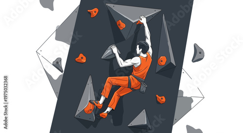 Indoor Climber Ascending A Challenging Wall