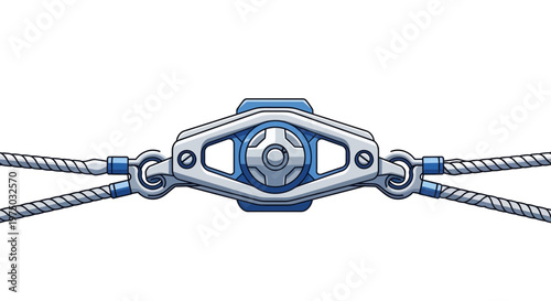 Industrial Pulley System On White Background Graphic